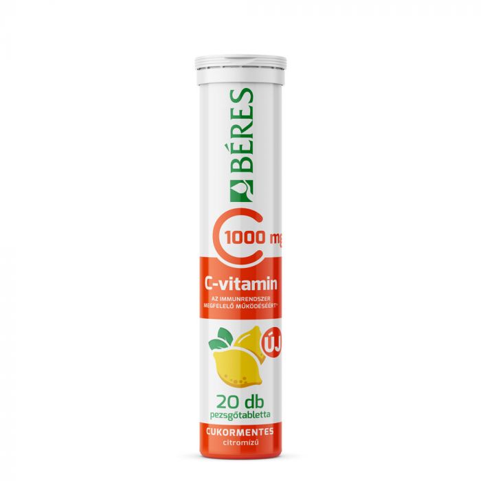 BÉRES C-vitamin 1000mg pezsgőtabletta cukormentes citromízben (20db)