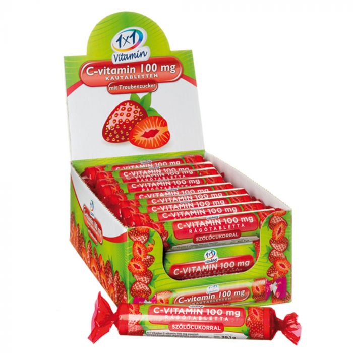 1x1 VITADAY C-vitamin 100mg eper ízű szőlőcukor (17db)